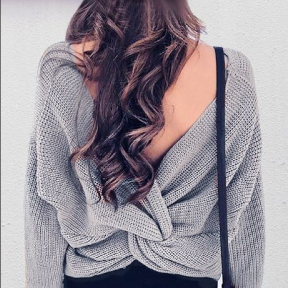 Miracle Sweaters - Cross Back Grey Sweater